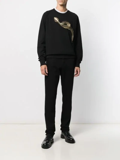 Shop Just Cavalli Snake Motif Sweatshirt In Black