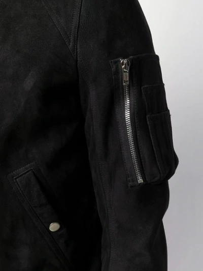 Shop Rick Owens Suede Bomber Jacket In Black