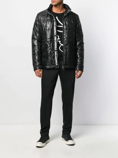 Shop Karl Lagerfeld Logo-print Padded Jacket In Black
