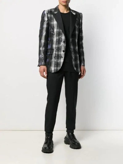 Shop Neil Barrett Distorted Check Blazer In Grey