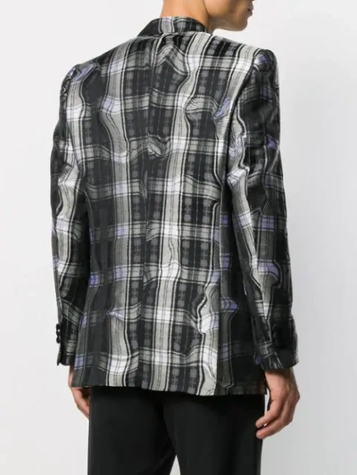 Shop Neil Barrett Distorted Check Blazer In Grey