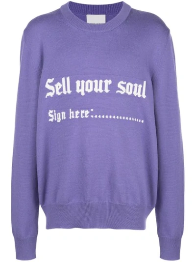 Shop Nasaseasons 'sell Your Soul' Intarsien-pullover In Purple