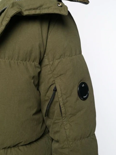 Shop C.p. Company Hooded Down Coat In Green