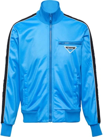 Shop Prada Runproof Technical Fleece Jacket In Blue