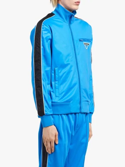 Shop Prada Runproof Technical Fleece Jacket In Blue