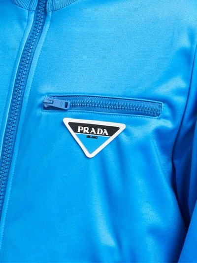 Shop Prada Runproof Technical Fleece Jacket In Blue