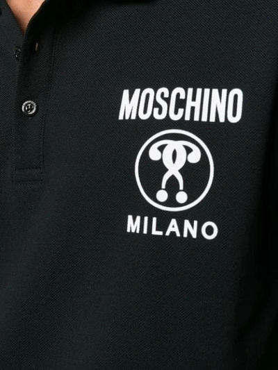 Shop Moschino Double Question Mark Logo Polo Shirt - Black