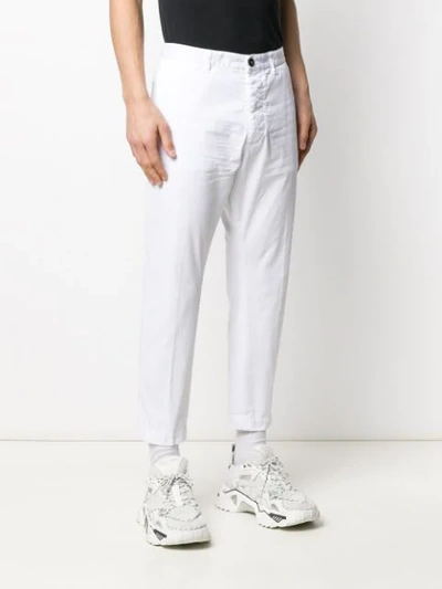 Shop Dsquared2 Cropped Button Up Trousers In White