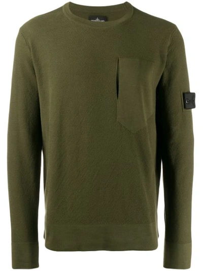 Shop Stone Island Shadow Project Pocket Detail Sweater - Green