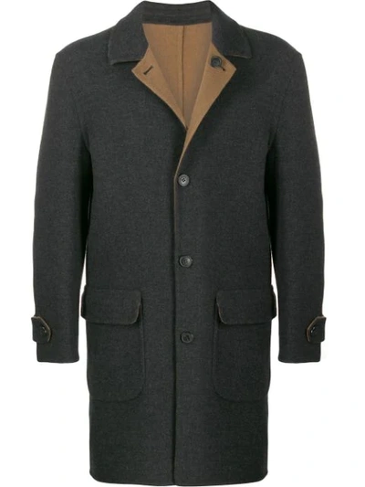 Shop Corneliani Single-breasted Fitted Coat In Brown