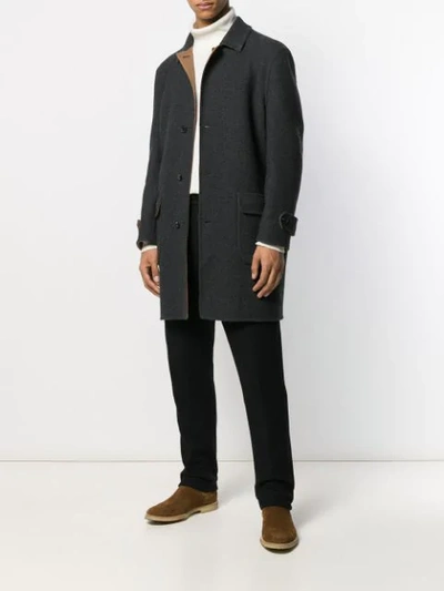 Shop Corneliani Single-breasted Fitted Coat In Brown