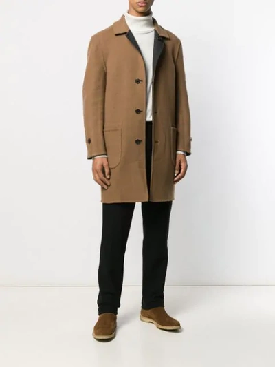 Shop Corneliani Single-breasted Fitted Coat In Brown