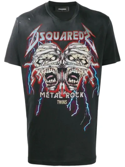 Shop Dsquared2 Metal Rock Distressed T-shirt In Black