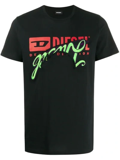 Shop Diesel Covered Logo Print T-shirt In Black