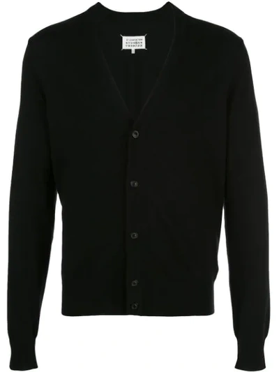 Shop Maison Margiela Elbow-patch Knitted Cardigan In Black