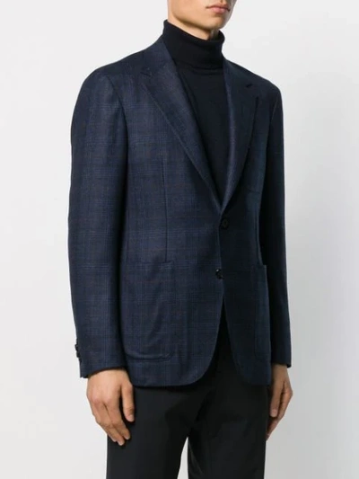 Shop Canali Checked Single-breasted Blazer In Blue