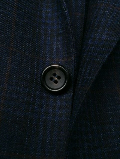 Shop Canali Checked Single-breasted Blazer In Blue