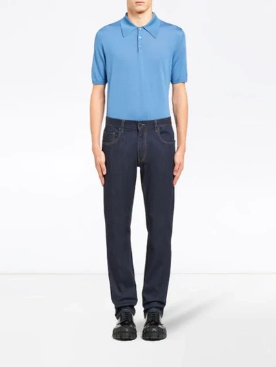 Shop Prada Mid-rise Straight Jeans In Blue