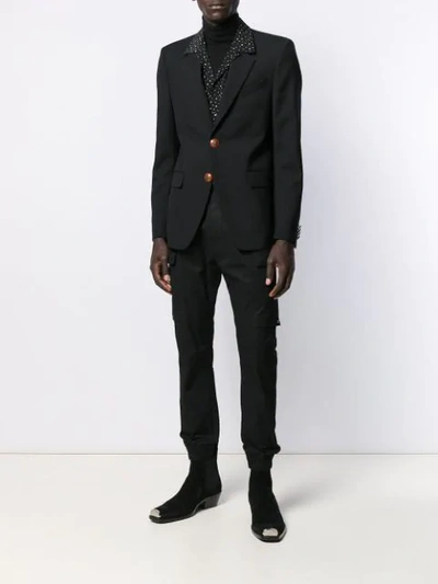Shop Givenchy Contrasting Buttons Blazer - Black
