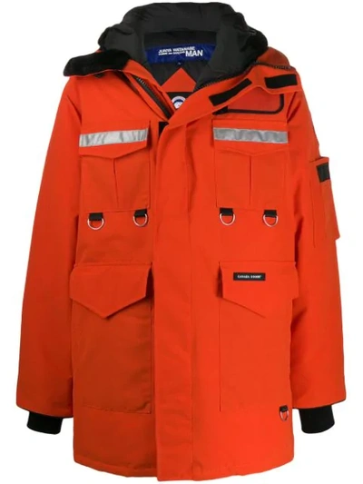 Shop Junya Watanabe X Canada Goose Hooded Padded Coat In Orange