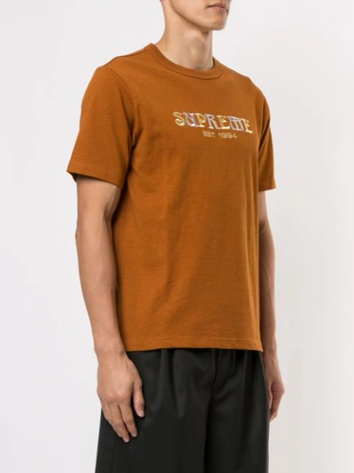 Shop Supreme Embroidered Logo T-shirt In Brown