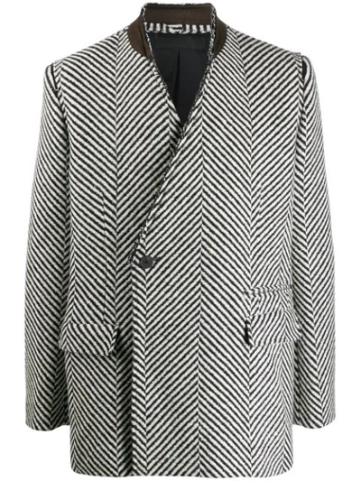 COLLARLESS HERRINGBONE BLAZER