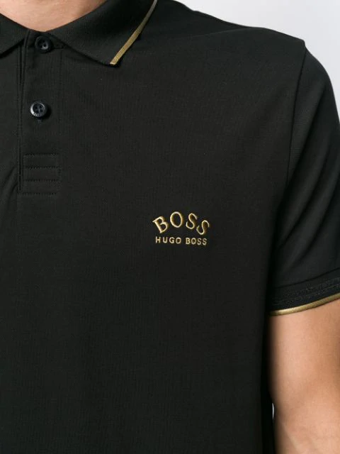 hugo boss polo black and gold