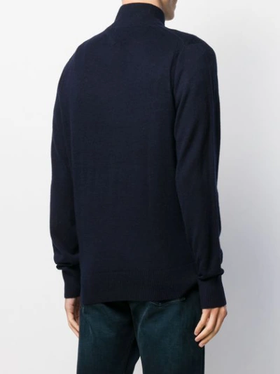 Shop Tommy Hilfiger Zip Front Knit Sweatshirt In Blue