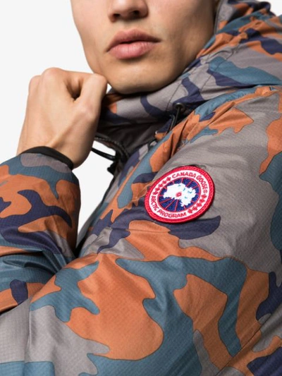 Shop Canada Goose Lodge Hooded Camouflage-print Puffer Jacket In Grey