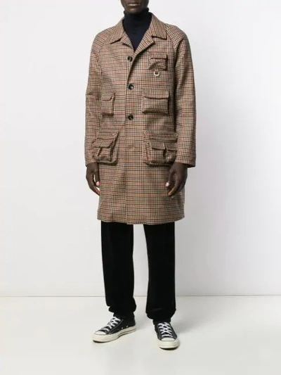 Shop Lc23 Houndstooth Check Midi Coat In Brown