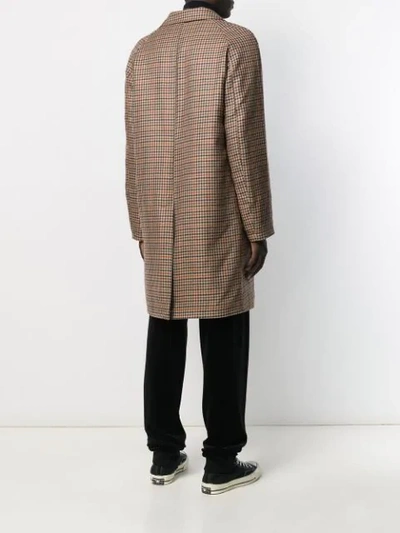 Shop Lc23 Houndstooth Check Midi Coat In Brown