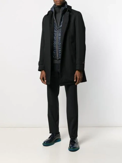 Shop Herno Single Breasted Layered Coat In Black