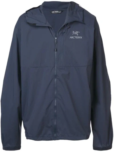 Shop Arc'teryx Logo Wind Breaker Jacket In Blue