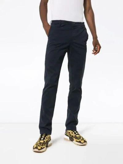 Shop Kenzo Straight Tailored Trousers - Blue