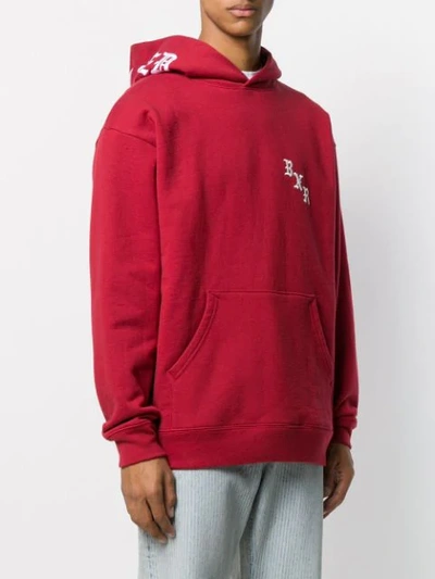 Shop Bornxraised Logo Embroidered Printed Hoodie In Red