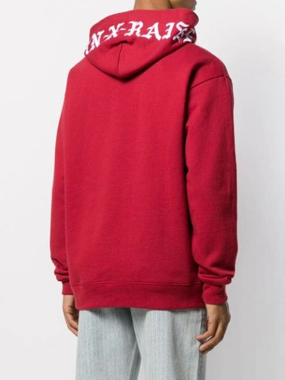 Shop Bornxraised Logo Embroidered Printed Hoodie In Red