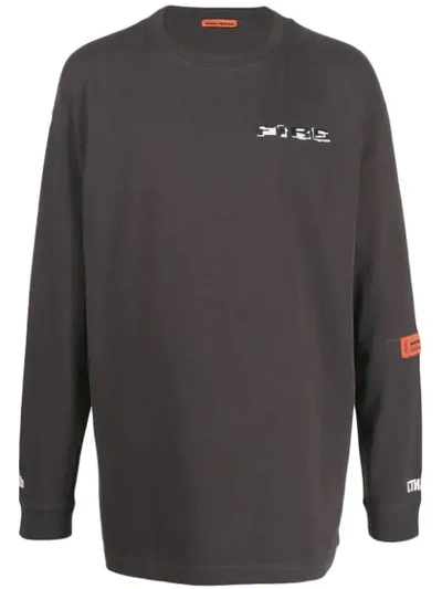 Shop Heron Preston Fire Logotype T-shirt In Grey