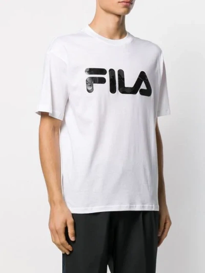Shop Fila Textured Logo T-shirt In White