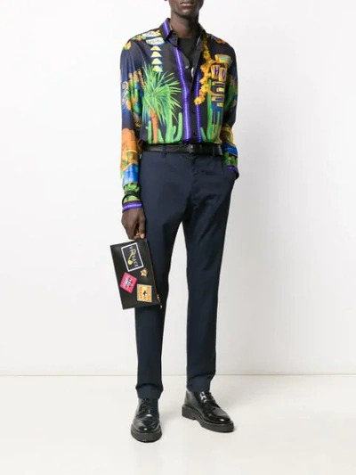 Shop Versace Cactus Springs Print Shirt In Blue