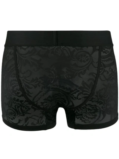 Shop Versace Lace Detail Boxers In Black