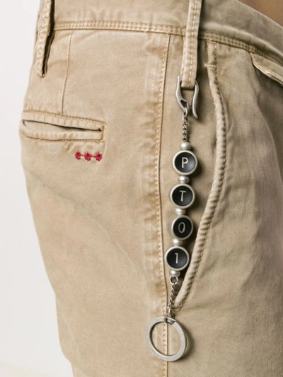 Shop Pt01 Branded Chain Chinos In Neutrals