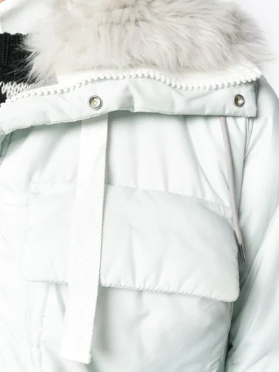 Shop Sacai Faux-fur Trim Hooded Coat In 381 Grey