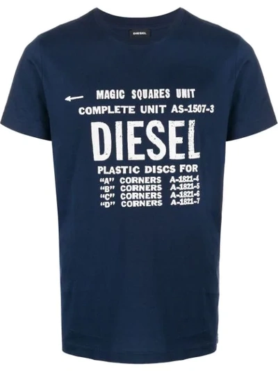 Shop Diesel Logo Printed T-shirt In Blue
