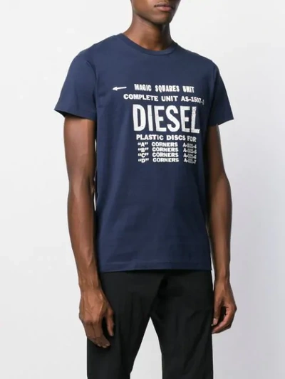 Shop Diesel Logo Printed T-shirt In Blue