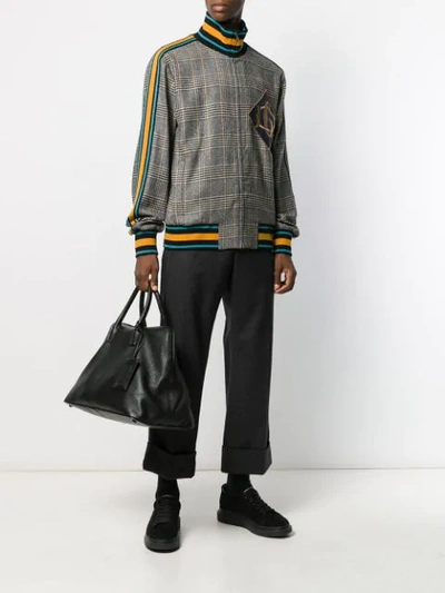 Shop Dolce & Gabbana Check-print Zip-up Jacket In Grey