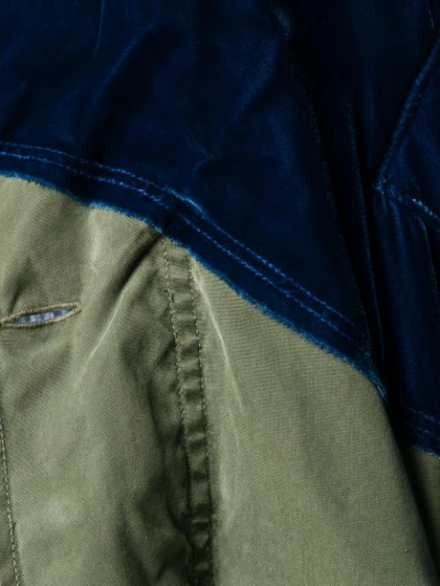 Shop Greg Lauren Velvet Contrast Military Coat In Blue