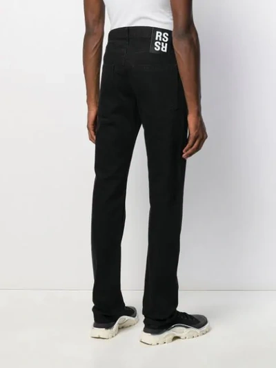 Shop Raf Simons Knee Embroidery Slim-fit Jeans In Black