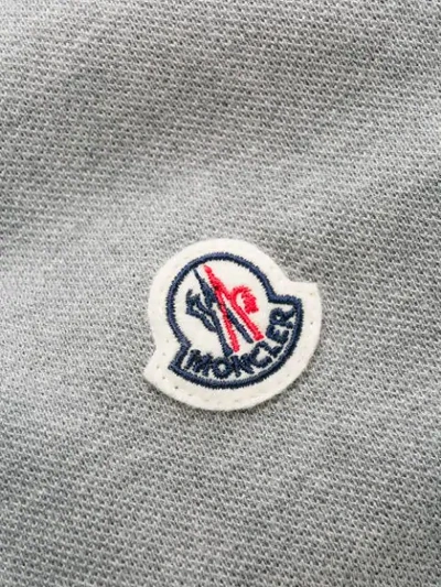 Shop Moncler Logo Patch Polo Shirt In Grey