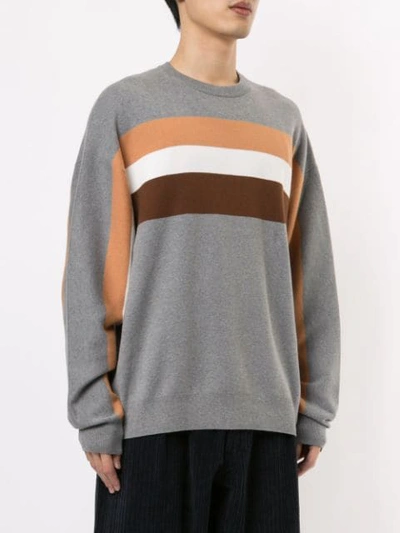 Shop Caban Striped Relaxed-fit Jumper In Grey