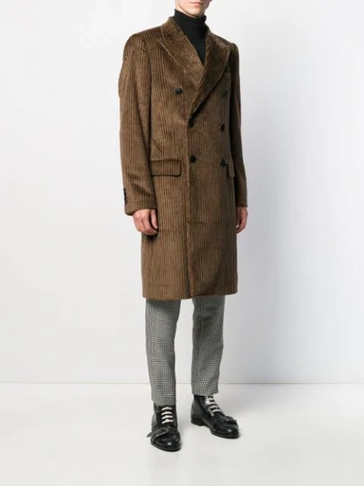 Shop Dolce & Gabbana Double-breasted Corduroy Coat In Brown